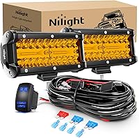 Vista 19 de Nilight Barra combinada de 6.5 pulgadas, 2 unidades, 120 W, luz de trabajo LED impermeable, triple fila con interruptor basculante de 5 pines, kit