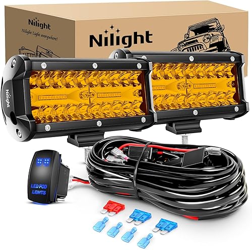 Miniatura 18 de Nilight 18022C-B 2 barras de luces de triple fila de 6.5 pulgadas, 120 W, haz puntual y de inundación, impermeable, para conducir camión, automóvil