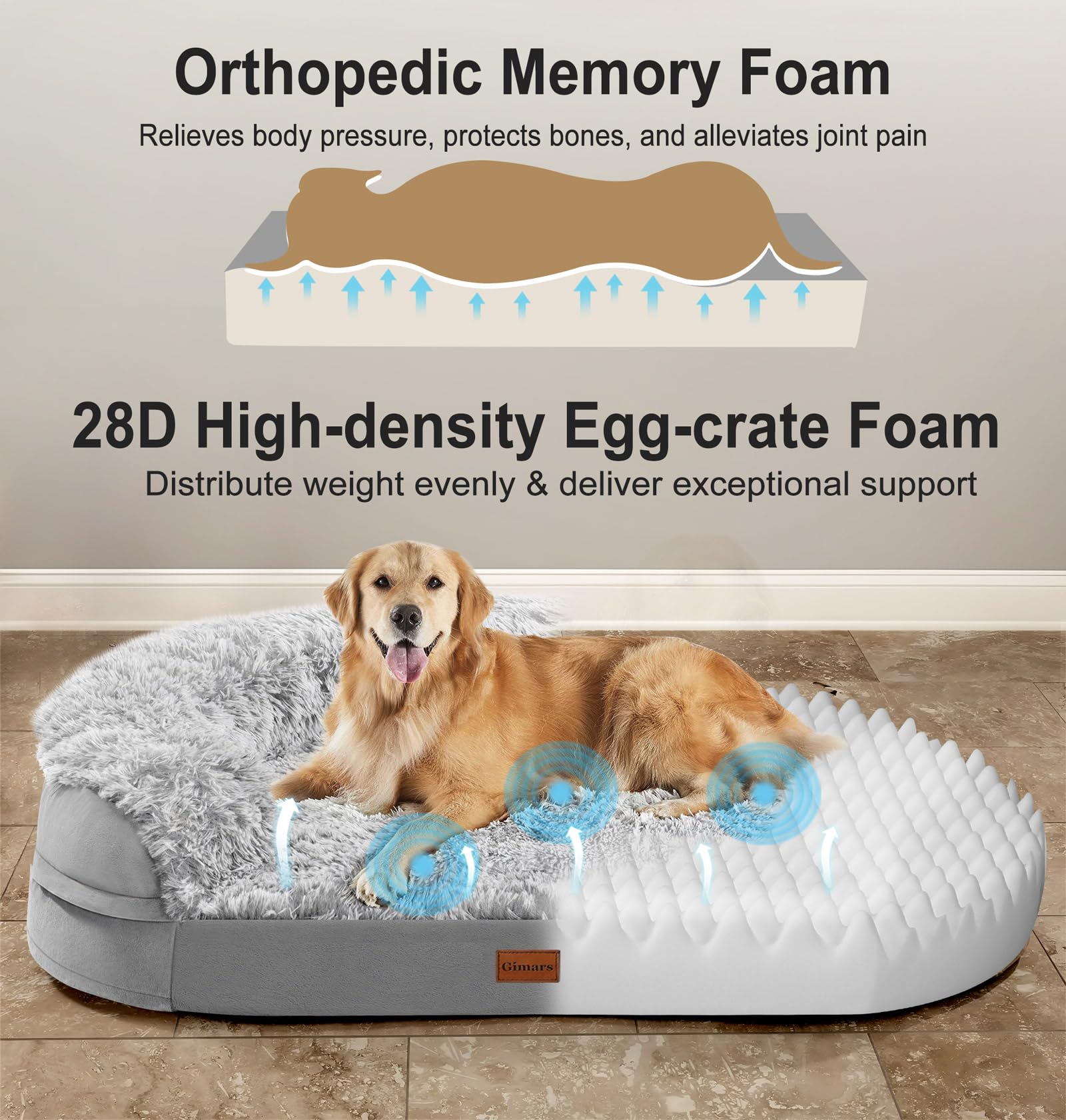 Orthopedische hondenmand Dalton Antraciet 100cm Orthopedische hondenmand Dalton Antraciet 100cm