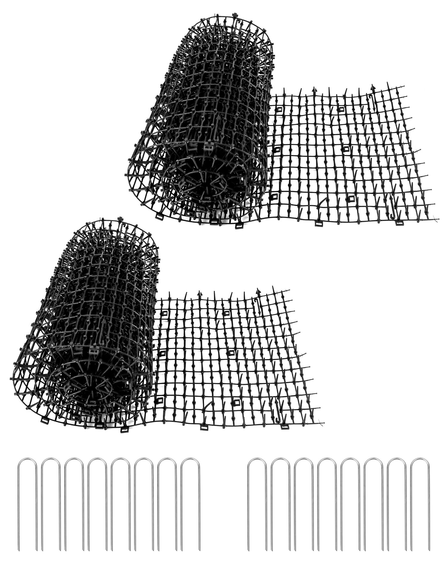 QWORK® 2-pakowa mata odstraszająca koty - 200 cm x 30 cm - siatka kolczasta z barierą dla zwierząt do pokojowego odstraszania kotów i innych zwierząt
