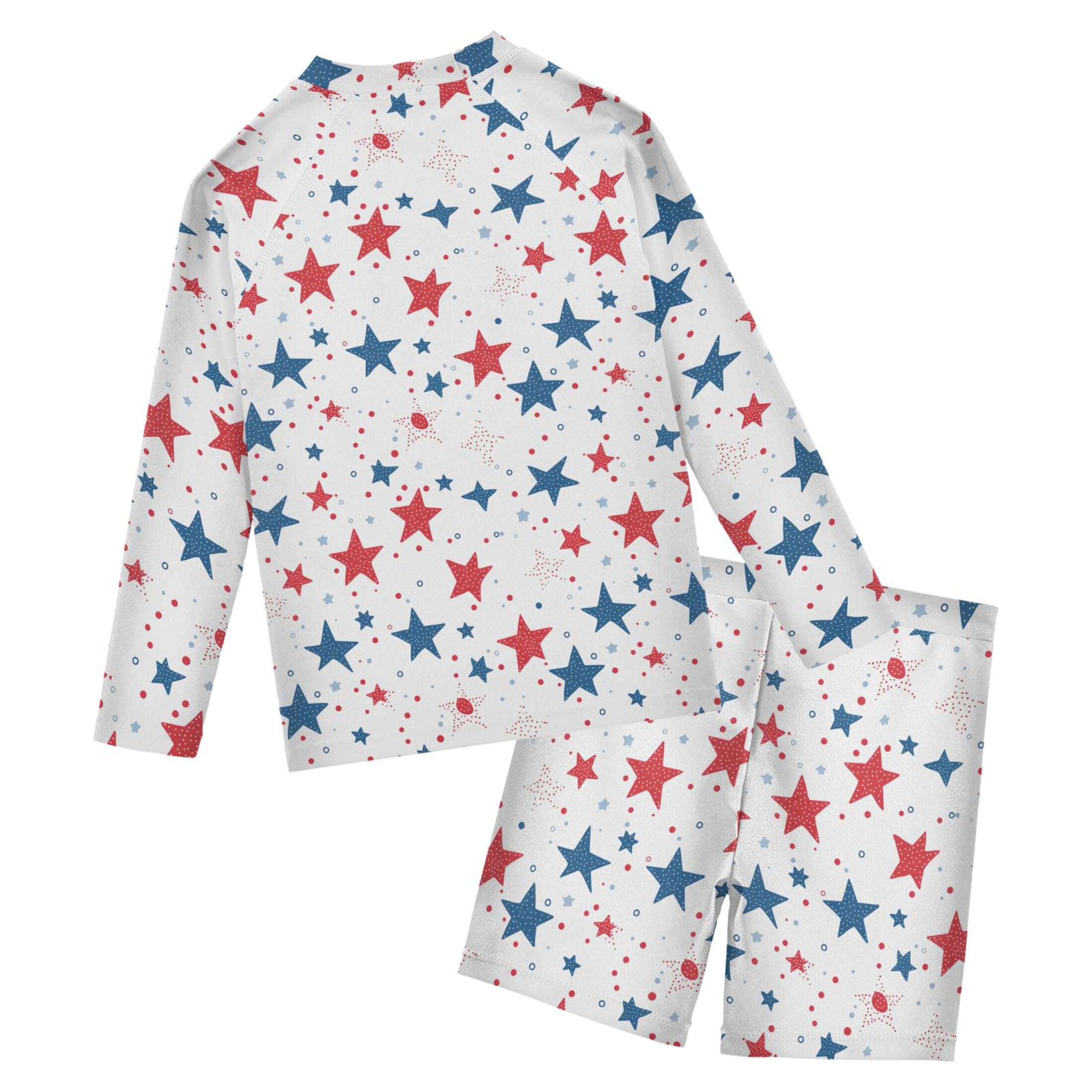 July 4th Independence Day Star Baby Boys' Toddler Long Sleeved Rashguard Swim Bathing Suit Set B0404562