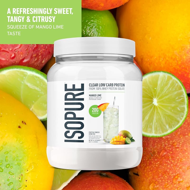 Isopure Clear Whey Isolate Protein Powder, Mango Lime, 14 Serving image 3