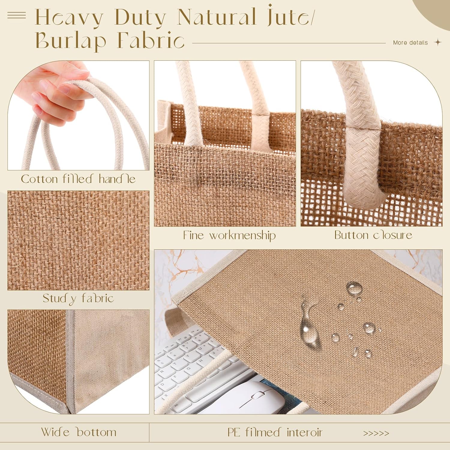 Reginary 16 Pack Burlap Tote Gift Bags with Soft Handles Heavy Duty Multipurpose Jute Shopping Bags for Women Shopping DIY - Image 4