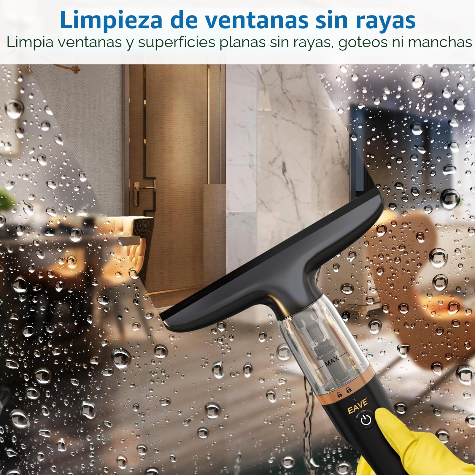 limpiacristales electrico Limpiador de Ventanas Aspirador recargable kit, Limpiador de ventanas con depósito de agua de 60 ml y botella rociadora