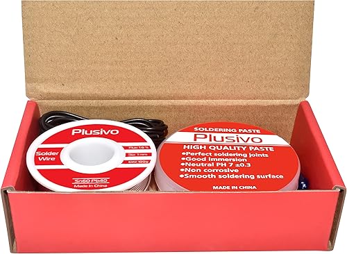 Miniatura 7 de Kit de fundente de alambre de soldadura y pasta de colofonia - Alambre de soldadura de núcleo de colofonia de plomo de estaño 60-40 (0.039 in, 3.53