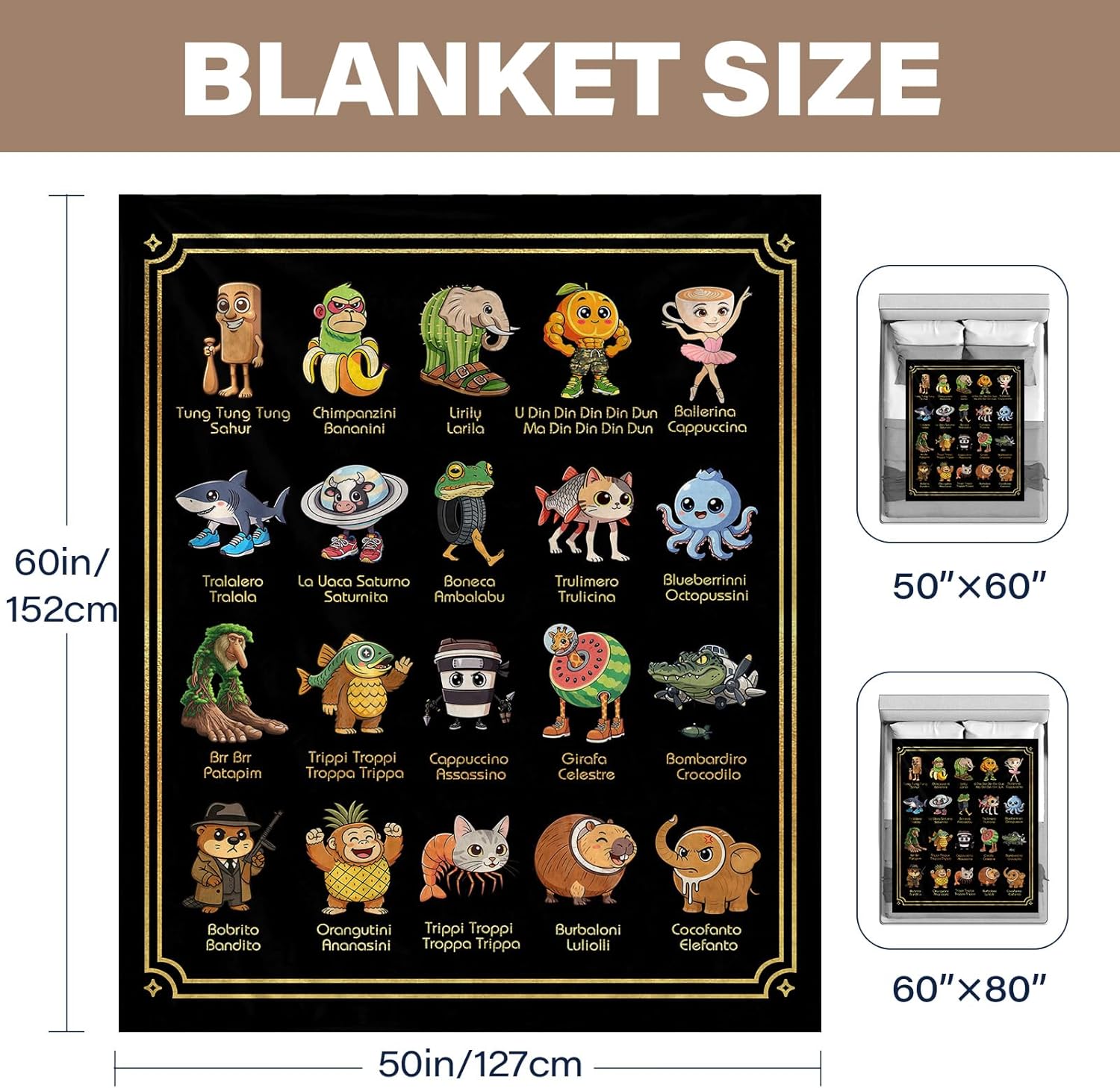 Wazzio Funny Cartoon Blanket for Christmas, Soft Flannel Throw Blanket for Women Men, Novelty Gifts for Teens Adults, Soft Cozy Throw Blankets for Bed Couch Sofa 50"x60"