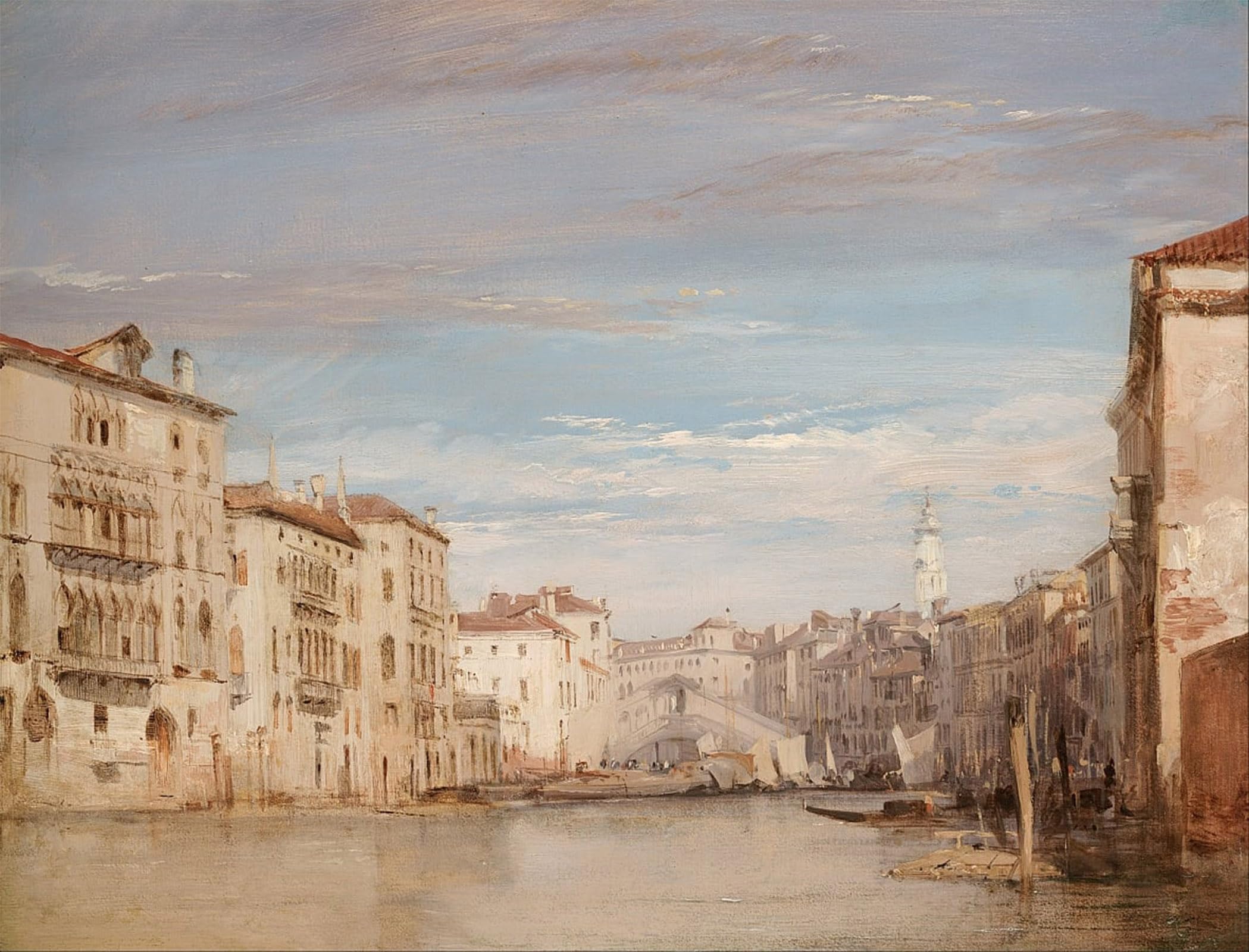 ARTXLXXBN Famous Art Print Poster Vintage Wall Art the Grand Canal Looking Toward the Rialto by Richard Parkes Bonington Canvas Art Poster for Home Decor 60x90cm