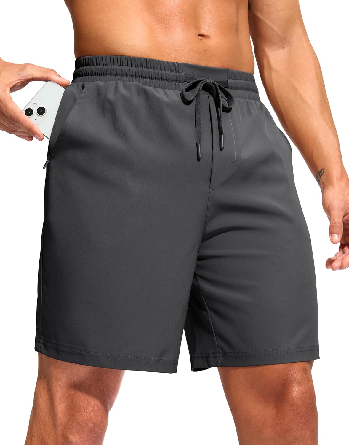 Soothfeel Mens Athletic Running Shorts with Zipper Pocket 5 7 Inch Quick Dry Tennis Shorts Gym Workout Shorts