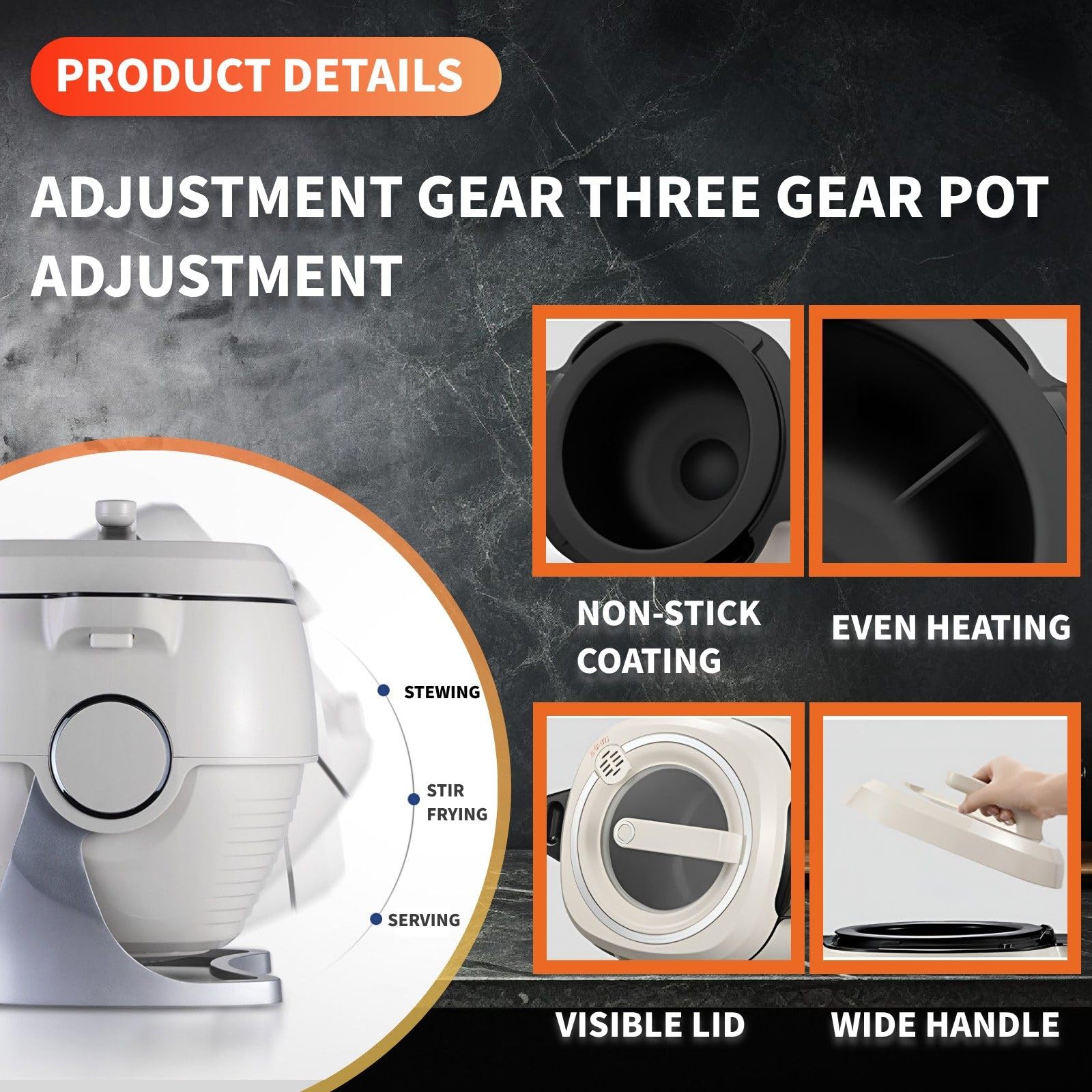Salteador Automático-Olla Inteligente Eléctrica Antiadherente Programable para Una Cocina Fácil Y Saludable, Sin Humo,para Principiantes Y Apartamentos Pequeños