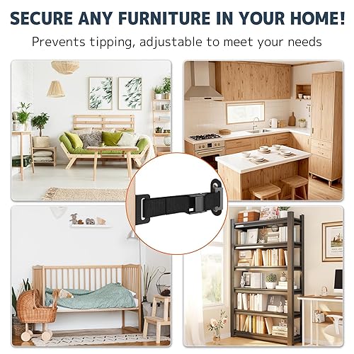 Miniatura 2 de Anti Tip Furniture Anchors (2 Sets), Heavy Duty Furniture Wall Anchor, Earthquake Proof Wall Anchors for Baby & Pet Safety, Easy Install Adjustable