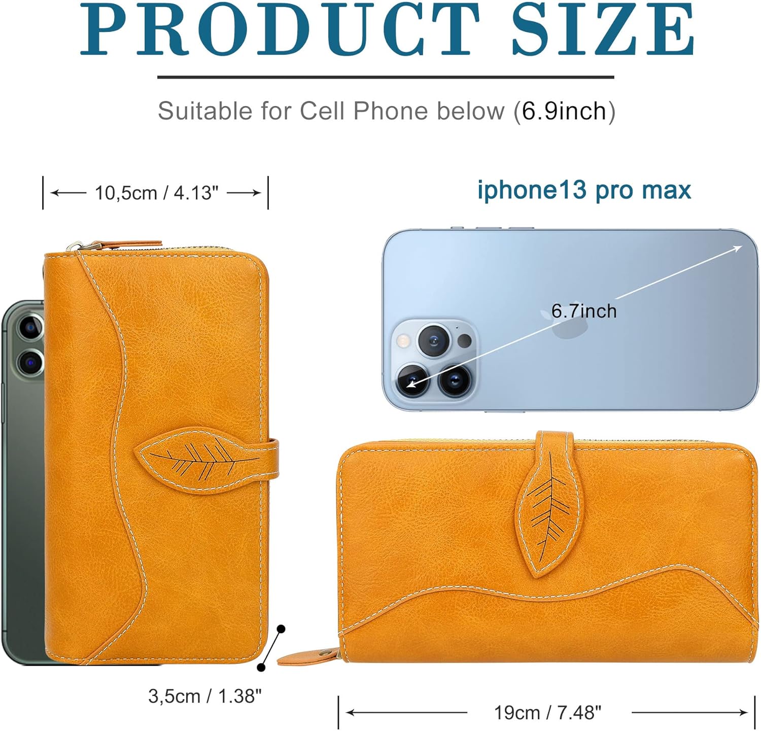 CONISY Womens Wallets Large Capacity, Multi Card Slots Clutch Long Wallet for Women with RFID Blocking (Yellow) - Image 4