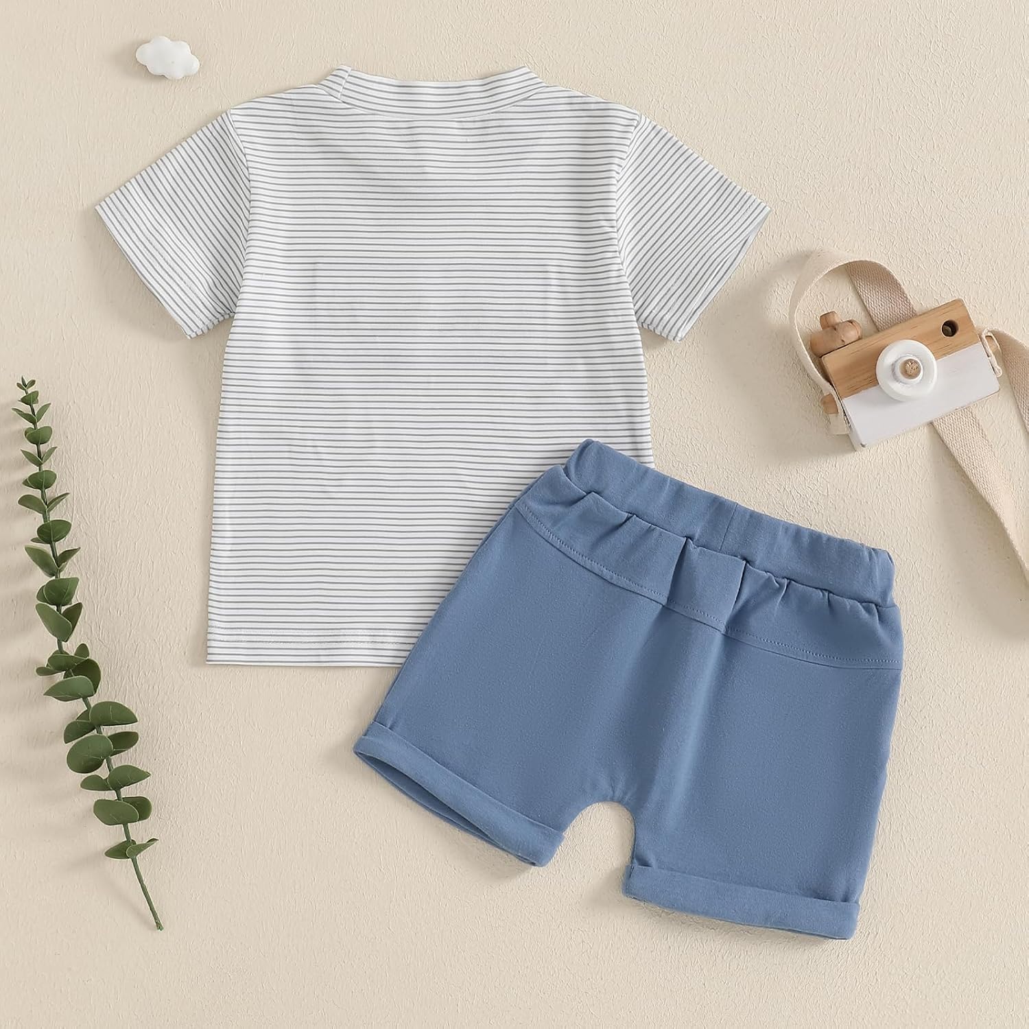 Toddler Baby Boy Duck Outfit Short Sleeve T-shirts Elastic Waist Shorts Farm Clothes 2 Piece Summer Set image 3