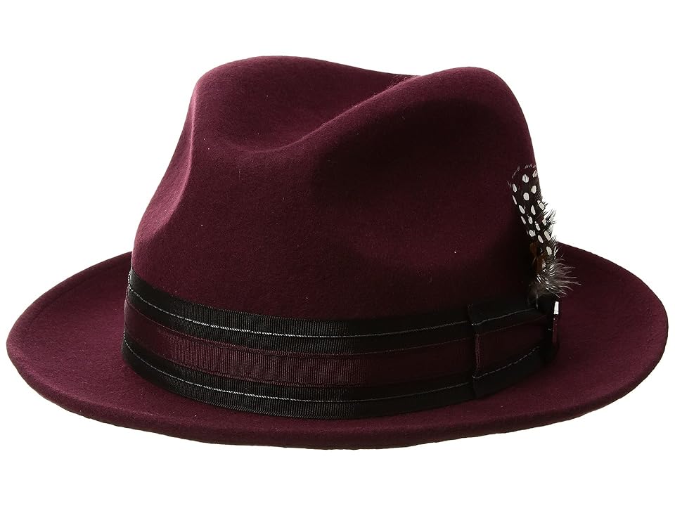 

Stacy Adams Pinch Front Wool Fedora (Bordeaux) Fedora Hats