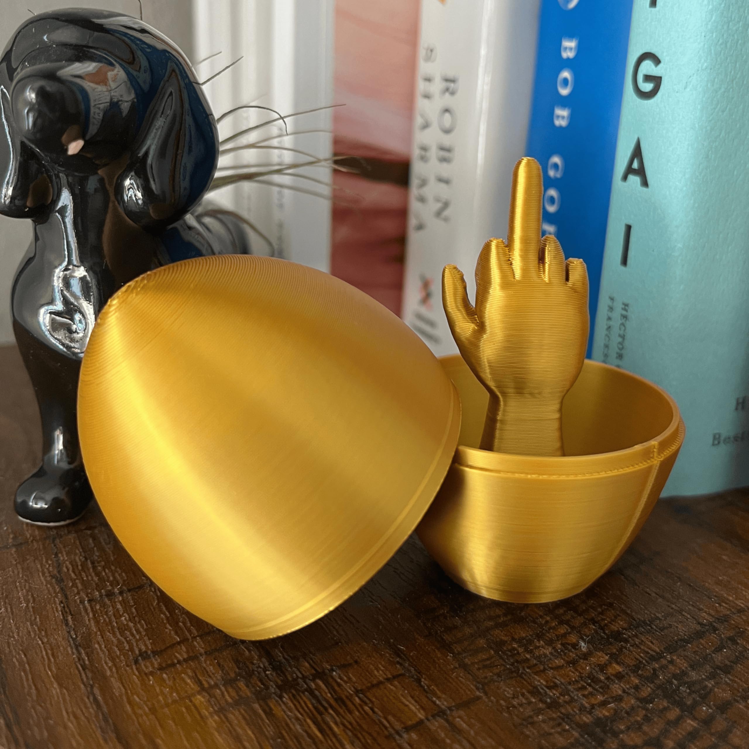Middle Finger Easter Egg – Funny Adult Easter Gag Gift, Flip Off Prank Egg for Adults, Coworkers & Friends – Hilarious Easter Basket Stuffer & Novelty Easter Decor (Shiny Gold, 1 Pack)