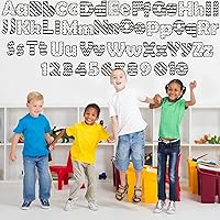 Vista 7 de 260 piezas de letras en blanco y negro para tablón de anuncios de aula, paquete combinado de letras de 4 pulgadas, juego de puntos y rayas