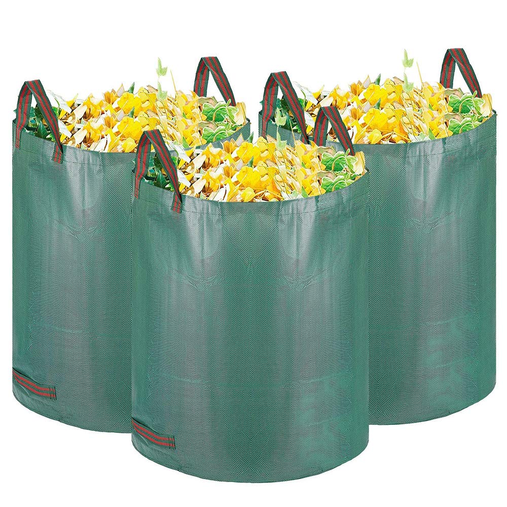 3 sacchetti per la spazzatura da giardino, 500 l, XXL, sacchetti per rifiuti da giardino, resistenti, pieghevoli e riutilizzabili, con manici antistrappo (3 pezzi, verde)
