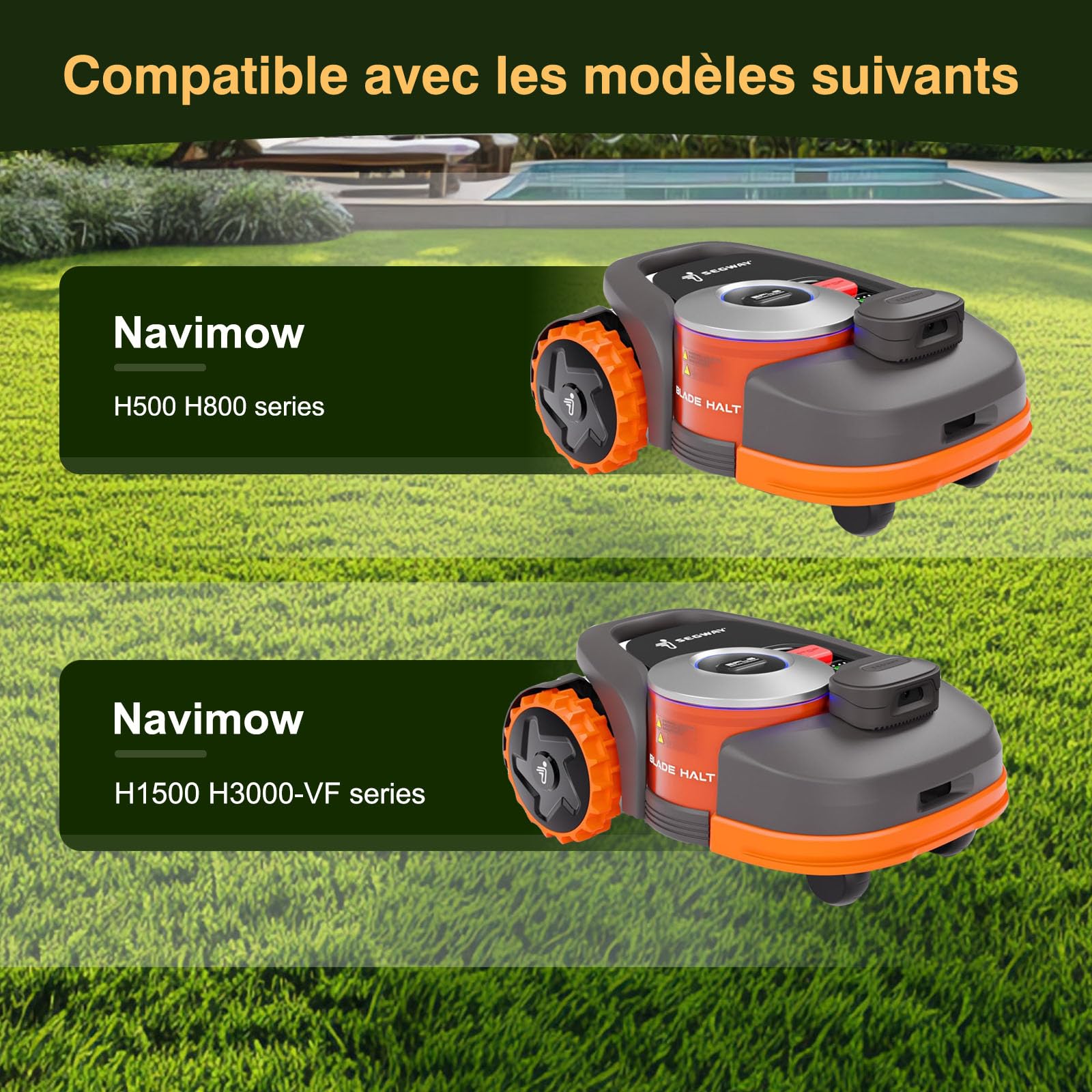 Équipement : plateau à couteaux + 6 lames compatibles avec Segway Navimow H-Serie H500E, H800E, H1500E, H3000E-VF