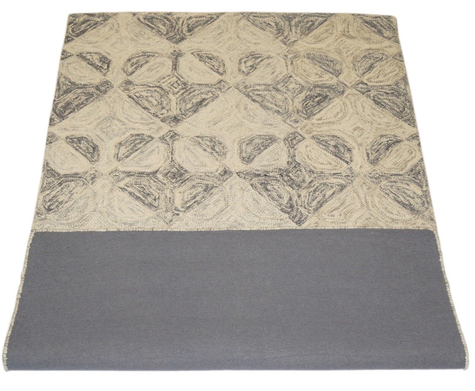 Wollteppich Grau Beige 150 x 240 cm 100% Wolle handgetuftet