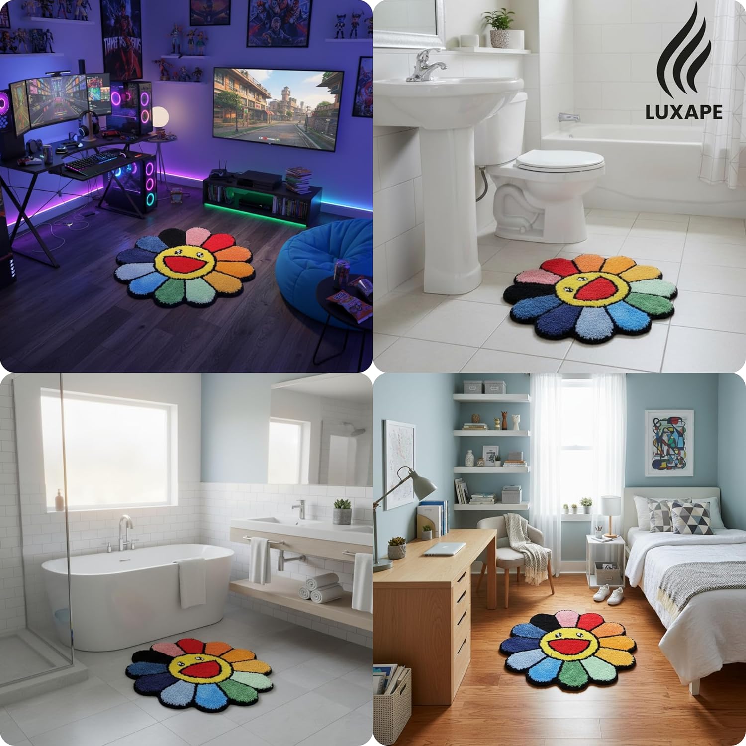 Murakami Rug - Handmade & Premium- 28in (70cm) - Hypebeast Decor - Hypebeast Room - Living Room, Bedroom, Children Bedroom, Door mat - Aesthetic Room Decor - Luxape Rugs (Luxape-A2)