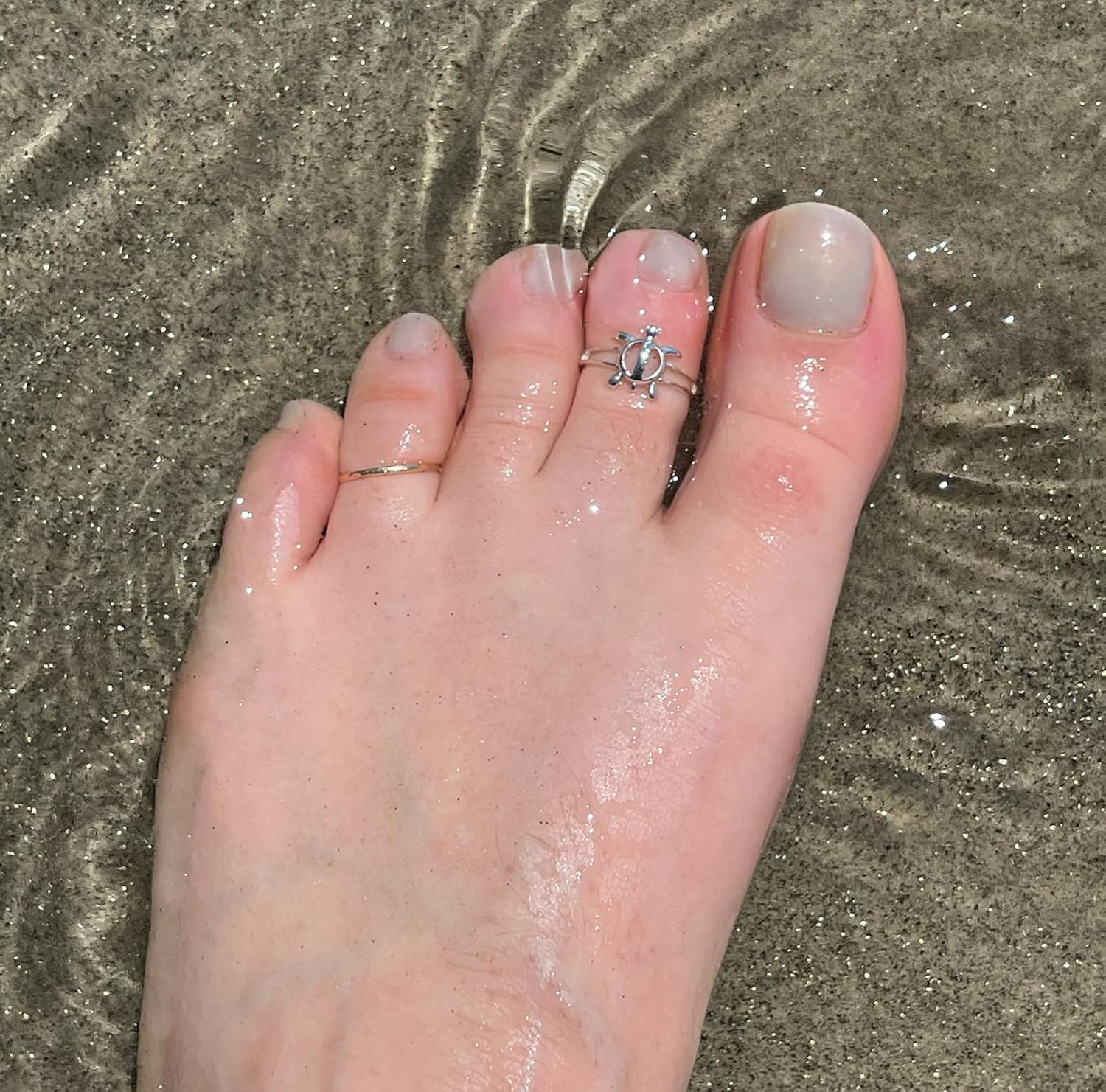 Toe Ring | Hawaiian Honu .925 Sterling Silver Ring | Adjustable Turtle Toe Ring | Unisex Men and Women