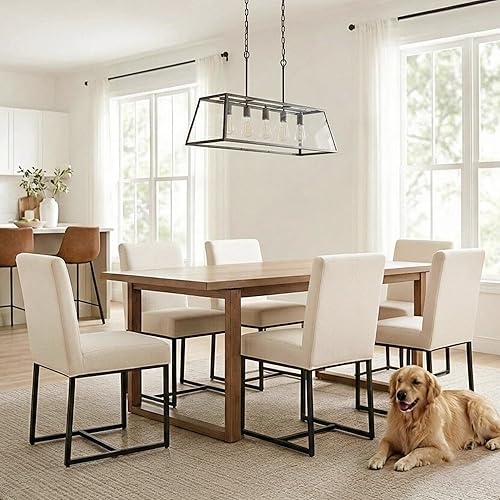 Miniatura 13 de HNY Juego de 2 sillas de cocina cómodas y modernas, de piel sintética, para cocina y comedor, silla auxiliar tapizada con marco de metal con acabado