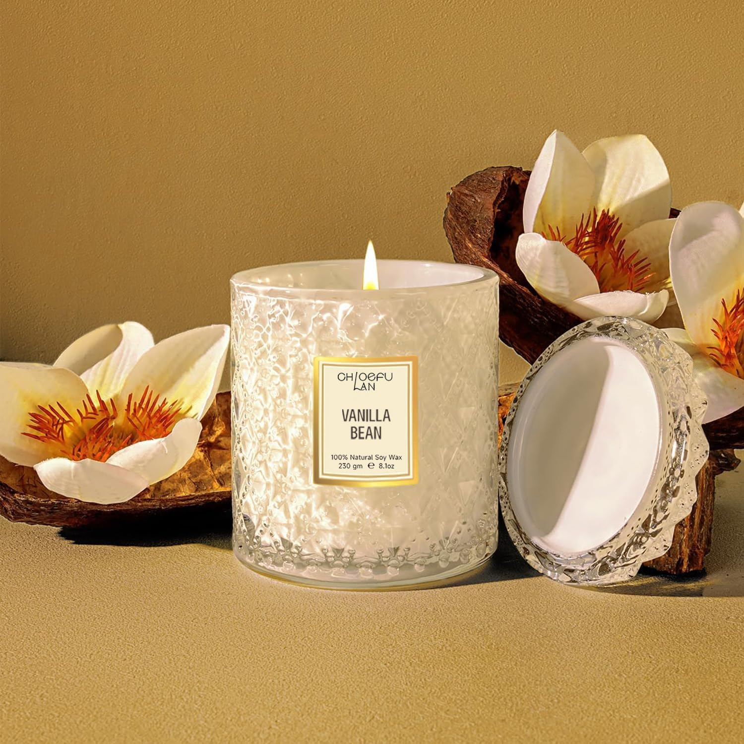 Chloefu LAN Vanilla Bean Highly Fragranced Candle Gifts for Women, Mothers Day Candle Gift, Natural Wax Candle for Home Scented, Up to 55 Hour Burn time - 8.1 Ounce Premium Soy Wax - Image 5