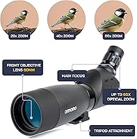 Vista 4 de Omano Smithsonian - Visores de observación para disparar objetivos – 20-60 x 60 pulgadas para observación de aves – El mejor visor de detección