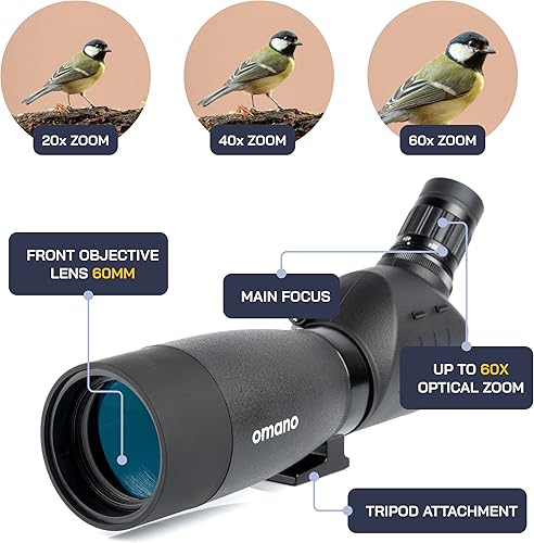 Miniatura 4 de Omano Smithsonian - Visores de observación para disparar objetivos  20-60 x 60 pulgadas para observación de aves  El mejor visor de detección con