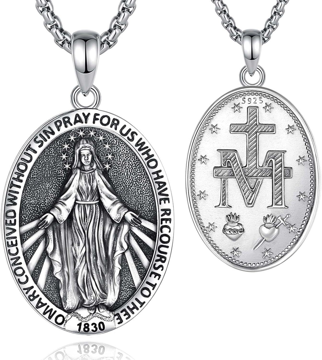 INFUSEU 925 Sterling Silver Religious Protection Medal for Men Women Meaningful Christian Catholic Jewelry