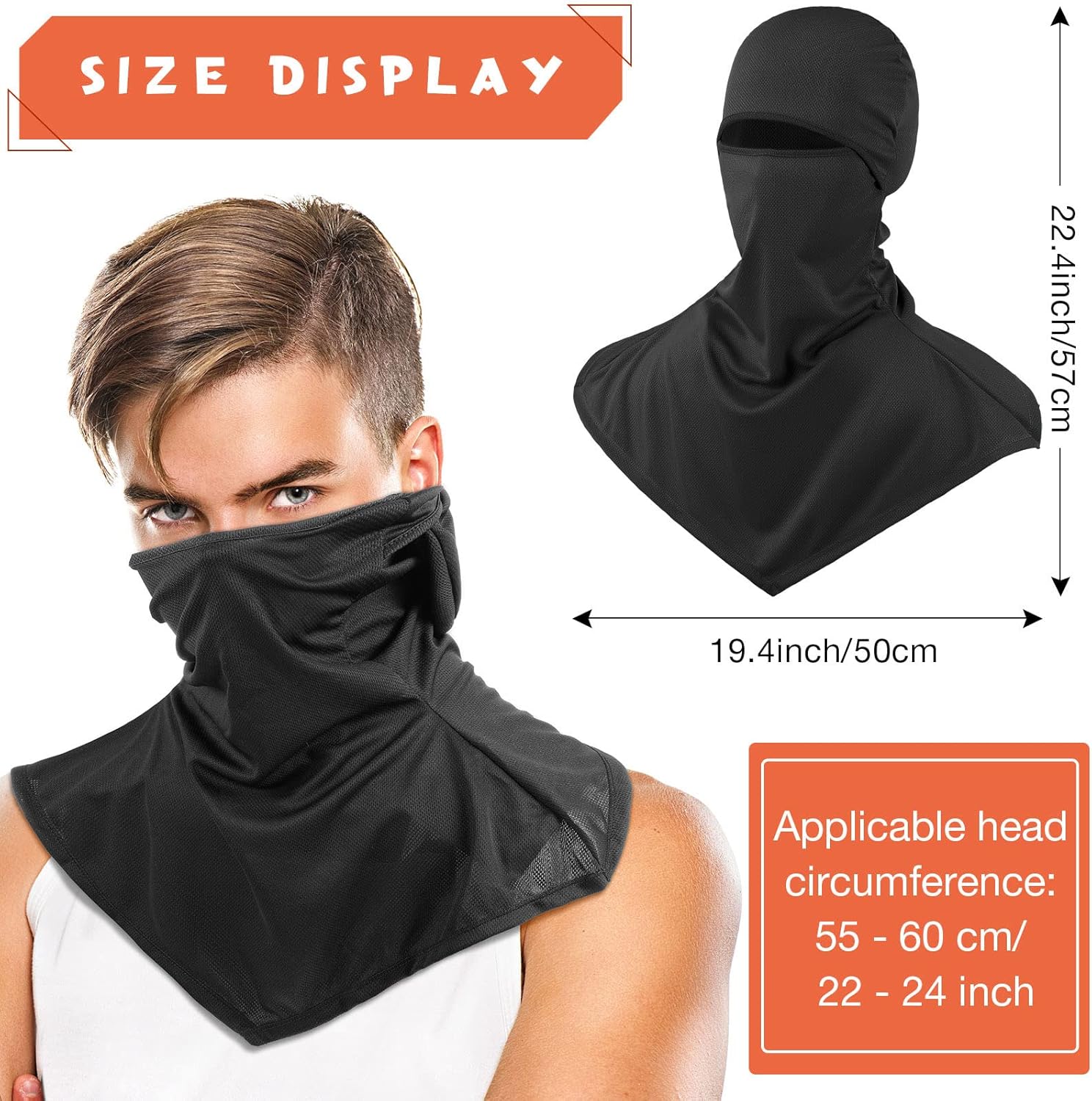 Syhood 6 Pieces Balaclava Face Cover Breathable Long Neck Covers Summer Neck Protector for Men Sun Protection