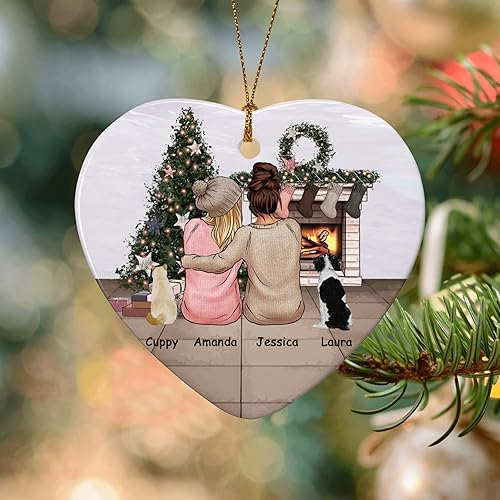 Miniatura 30 de Bonitos adornos personalizados para parejas con retrato, adorno personalizado para árbol de Navidad con nombre de mascota, perro, gato, raza, regalo