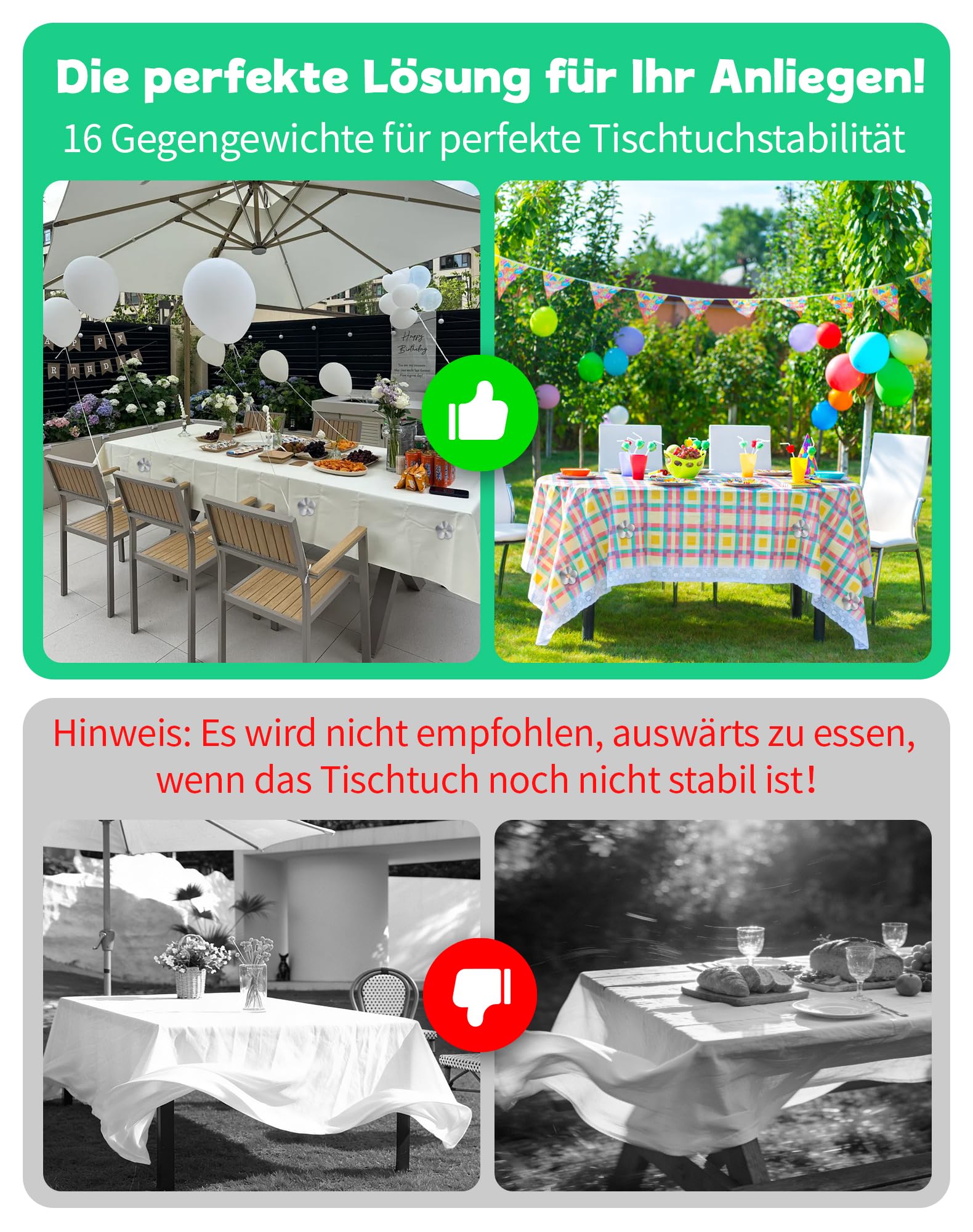8 Stück 56g Tischdeckenbeschwerer für Draußen Extra Schwer Tischdeckengewichte Tischtuchbeschwerer Magnete für Tischdecken Edelstahl Tischdecke Gewichte Tischtuchklammer (Blumen)