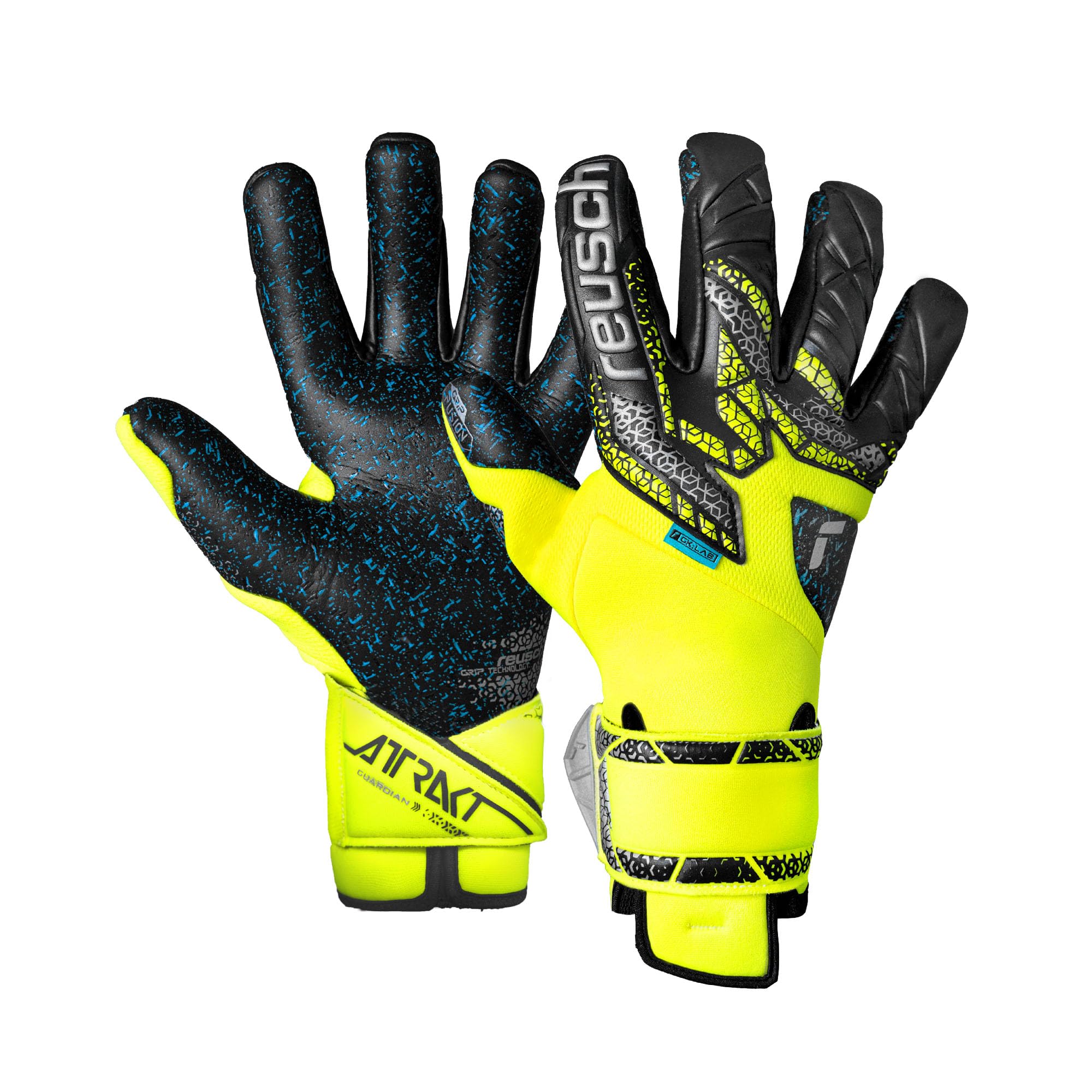 Reusch Attrakt Fusion Guardian Goalkeeper Gloves, Safety Yellow/Silver/Black, Size 7