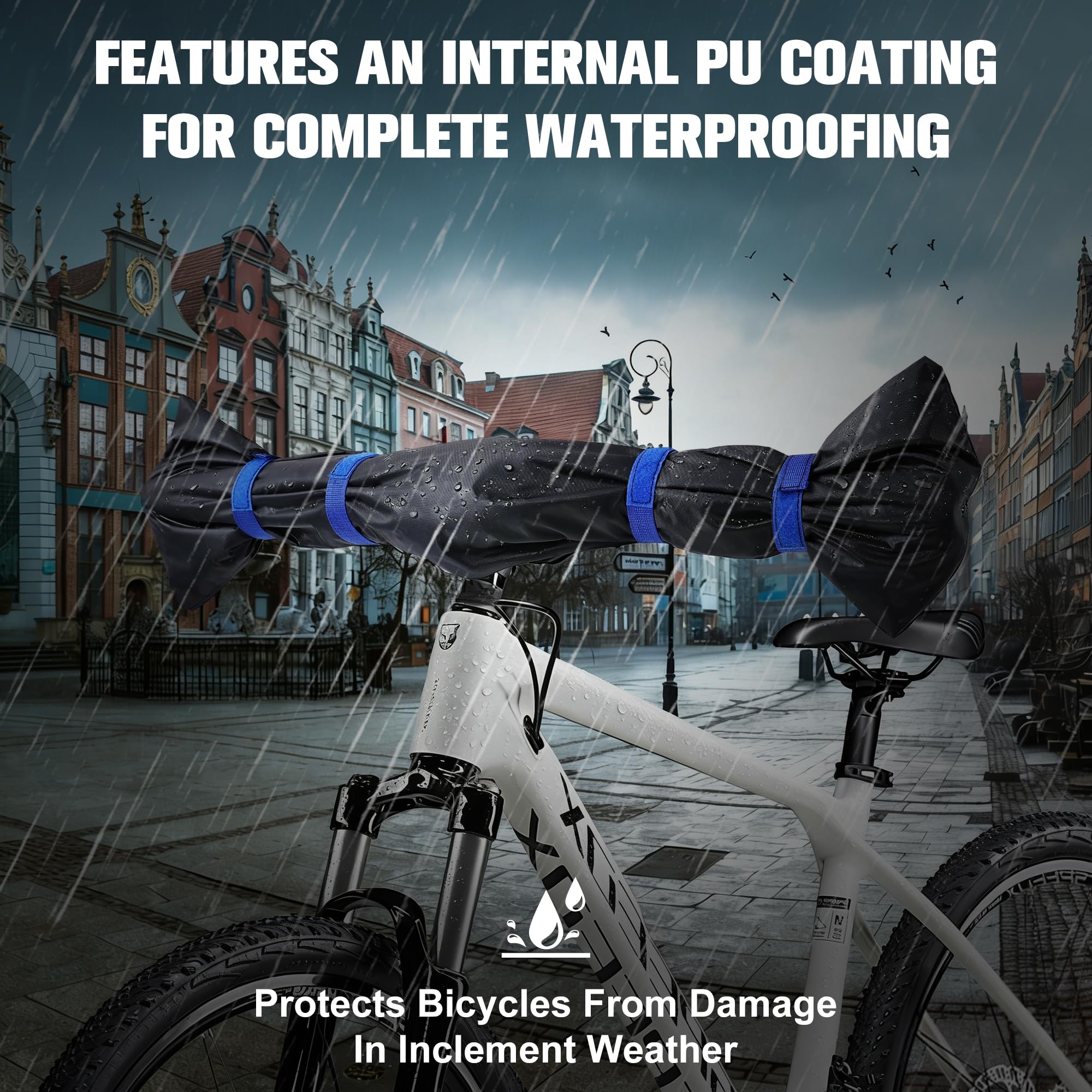 Pokrowiec Ochronny na Kierownicę Ebike | Ochrona Transportowa i Przeciwdeszczowa | Zabezpieczenie przed Wilgocią, Kurzem i Zabrudzeniami | Z Zamkiem Błyskawicznym | Uniwersalny (Niebieski)