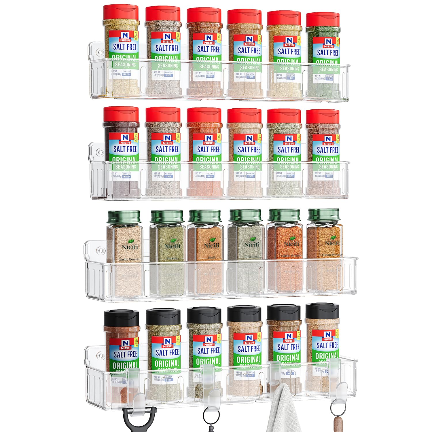 Photo 1 of Nieifi Spice Rack Wall Mount, 4 Pack Clear