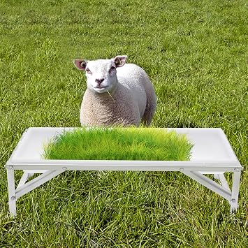 35L/9.25Gal Water Trough,39" Livestock Feed Trough Large Capacity Horse Feeder Water Trough with Stand for Calves Sheep Horses Alpacas and Goats in Farm Silver+ White