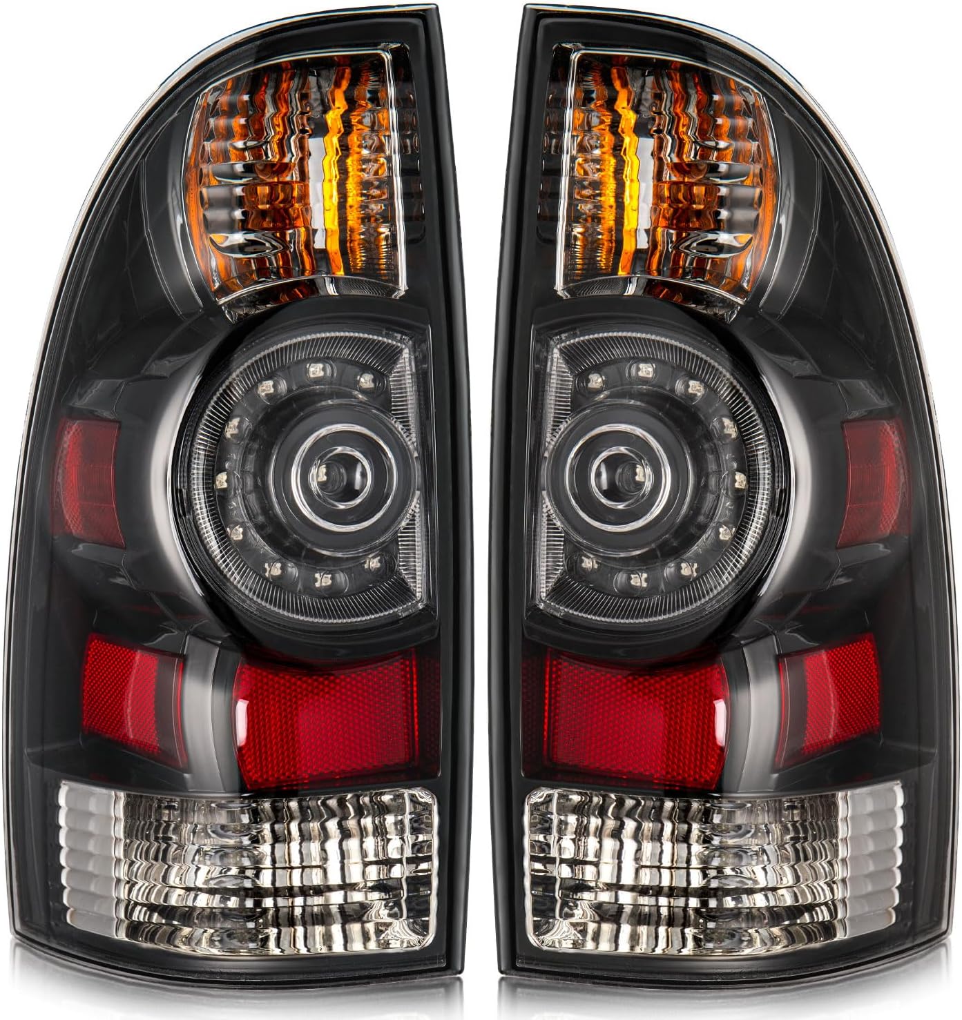 Tail Light Assembly Compatible with 2005-2015 Tacoma Tail Lights Rear Brake Lamps Replacement Taillights w/Bulbs and Wiring Harness, Passenger and Driver Side