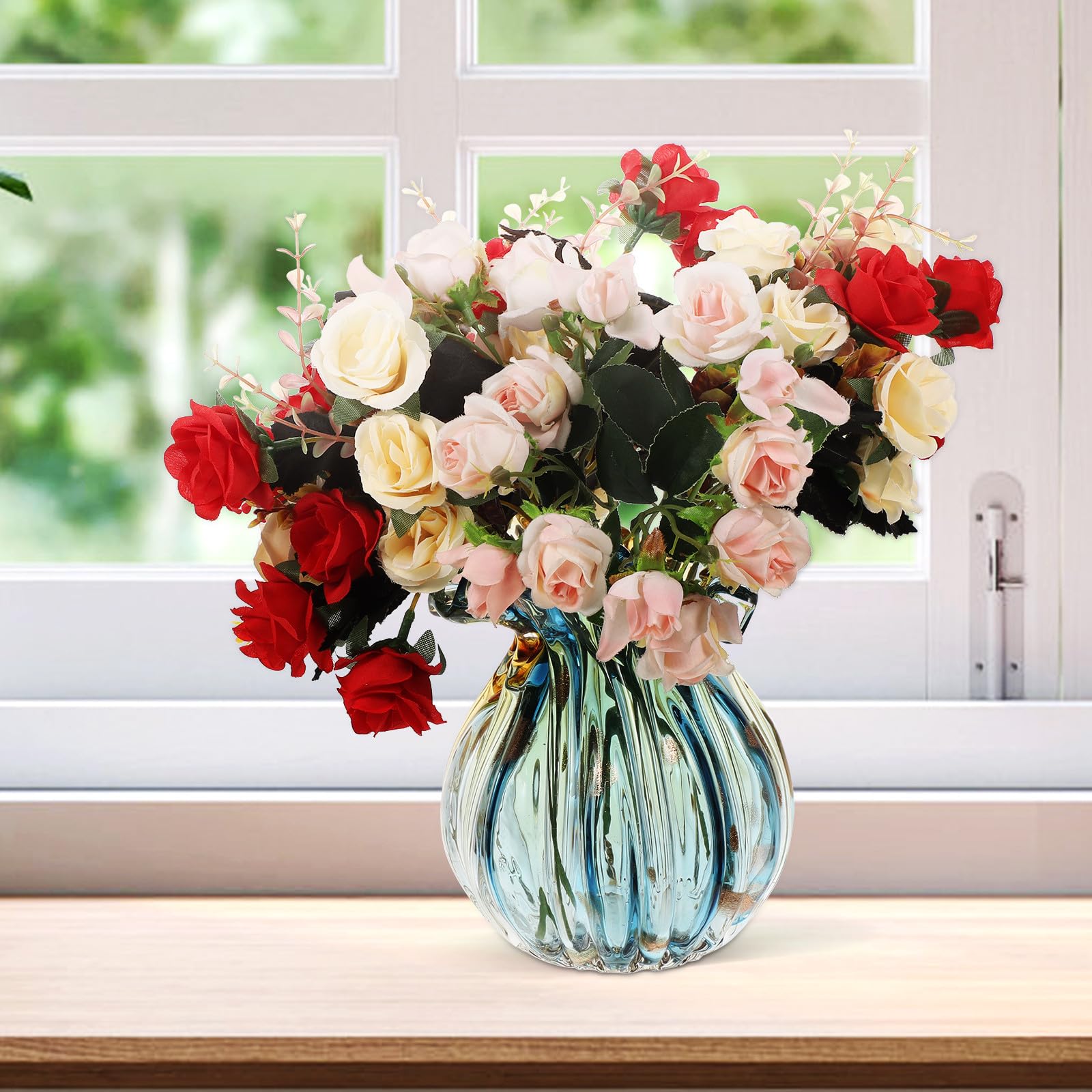 Alasum Jarrón de Vidrio Moderno para Flores Secas Seda Diseño Único, Decoración Delicada Adecuado para Aniversarios y Regalos de Inauguración de Casa
