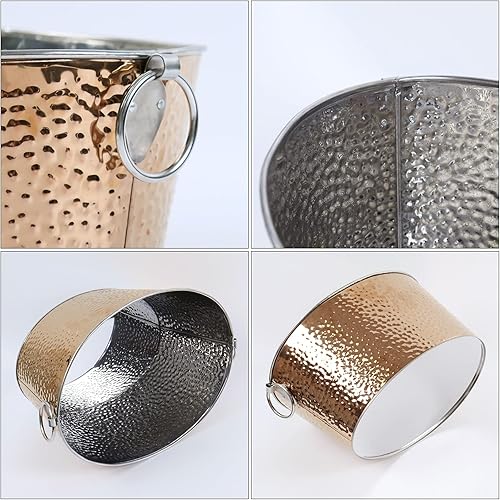 Miniatura 3 de Bañera de bebidas de 12 L, cubo de champán de acero inoxidable, cubo de hielo grande con asas, cubo de bebida para fiestas, bar en casa