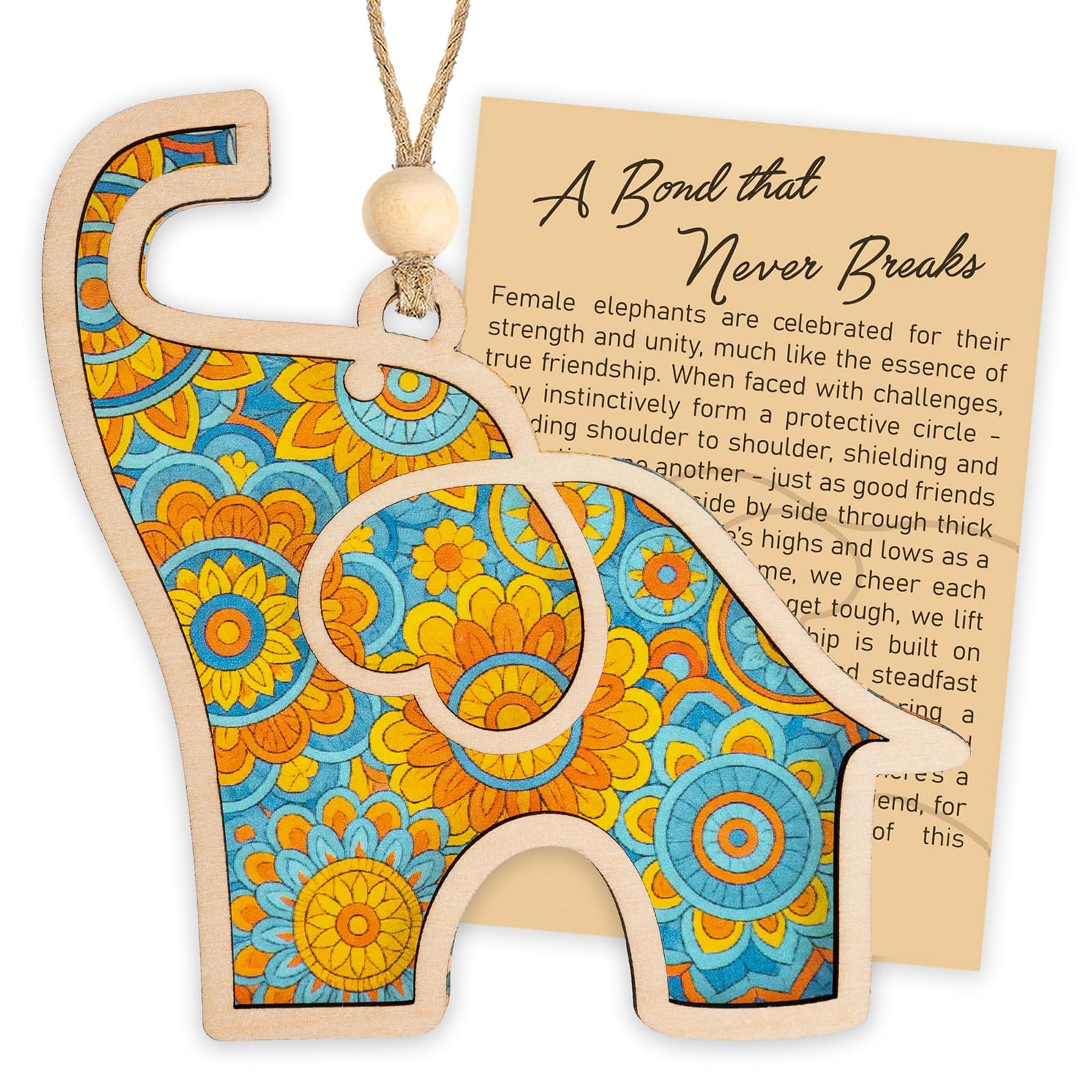 Yunlijia Women's Yellow Friendship Gifts For Friendship Elephant Transparency Ornament With Story Card For Colleagues For Birthday Office Bedroom Accessories Decoration Easter Ornaments Keepsake Gift (Yellow)