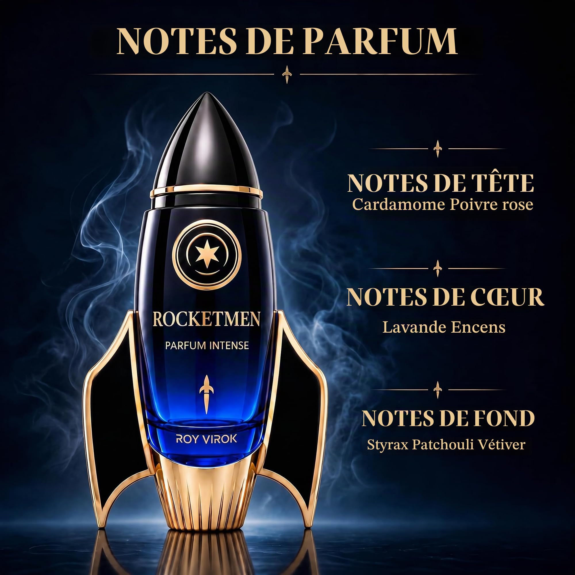 ROCKETMEN Parfum Intense 30% - Parfum Homme de Marque, Parfums Homme 100 ml | Parfum Homme à 30 %, longue tenue et sillage élégant. Fragrance épicée et boisée dans un flacon iconique en forme de fusée.