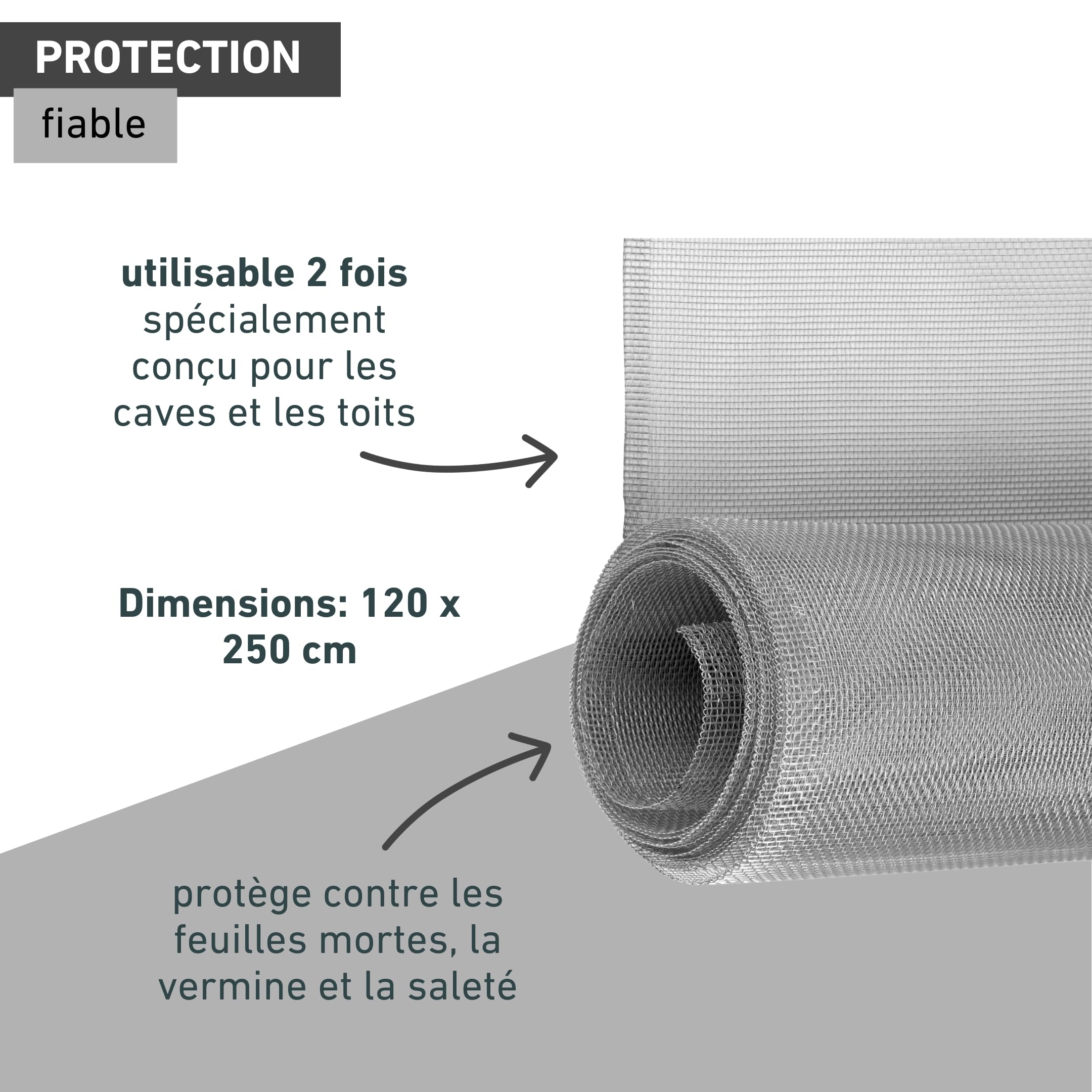 Windhager moustiquaire aluminium 120x250 cm, toile anti moustique argent pour fenêtre et porte, grille de protection insectes, maille fine résistante, découpe facile, 03623