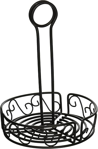 Winco Organizador redondo para condimentos, 6.25 pulgadas, negro