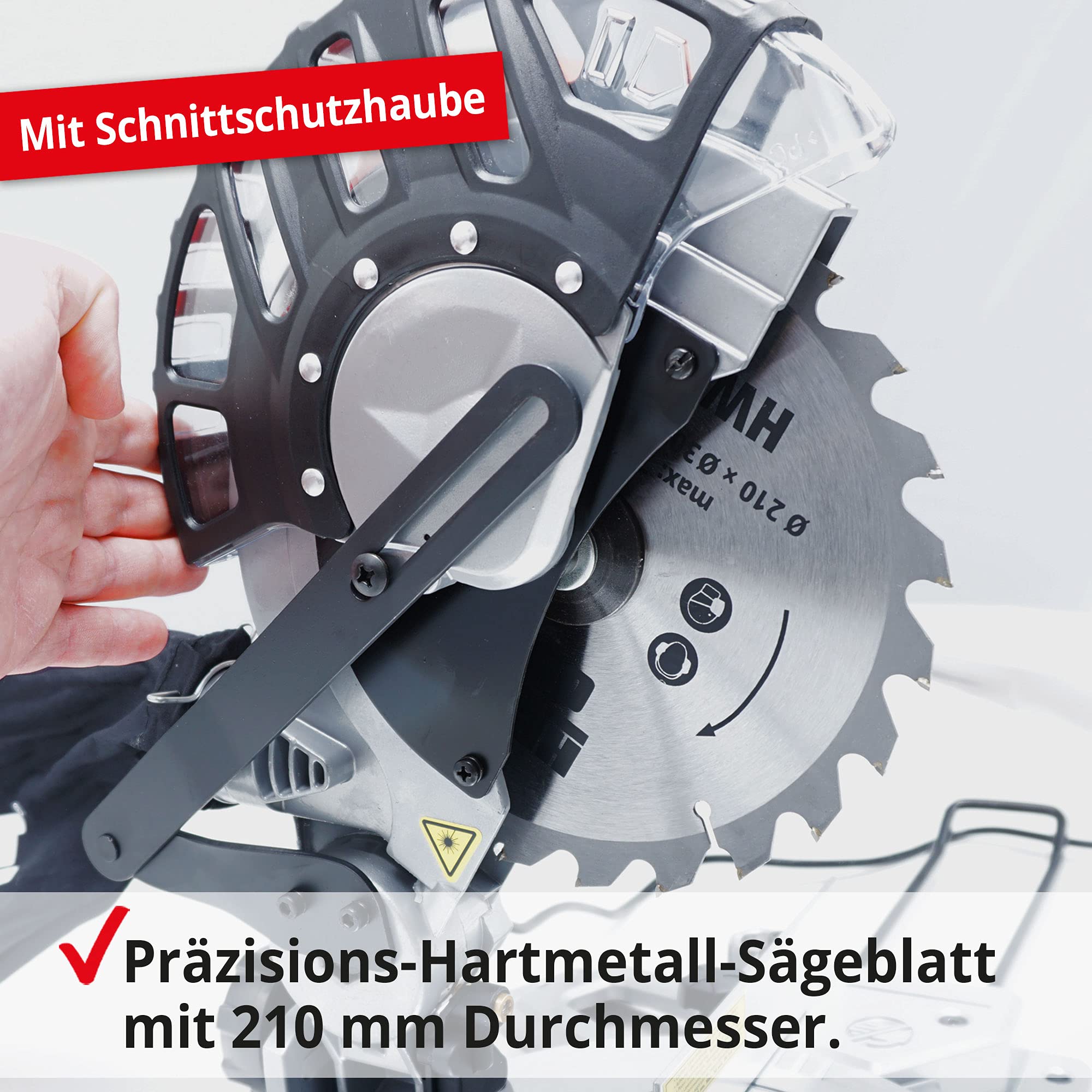 HECHT Kappsäge elektrische Gehrungssäge 1400 W mit LED-Laser