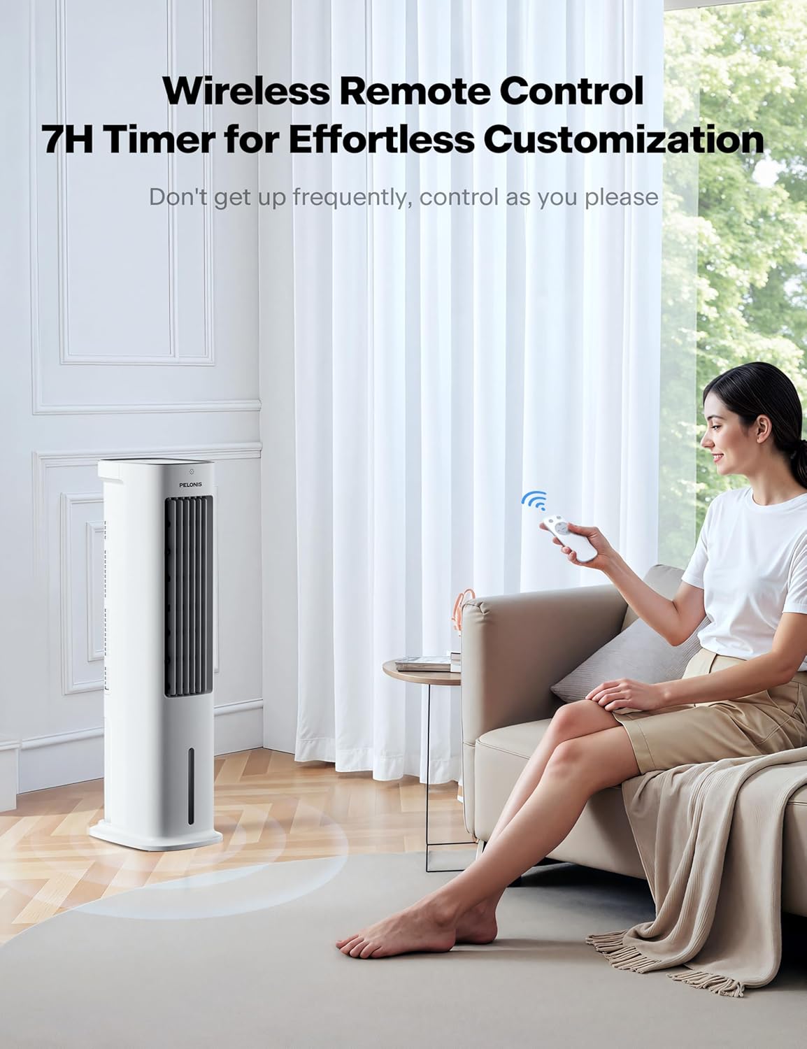 Top control panel of the PELONIS Air Cooler with remote control