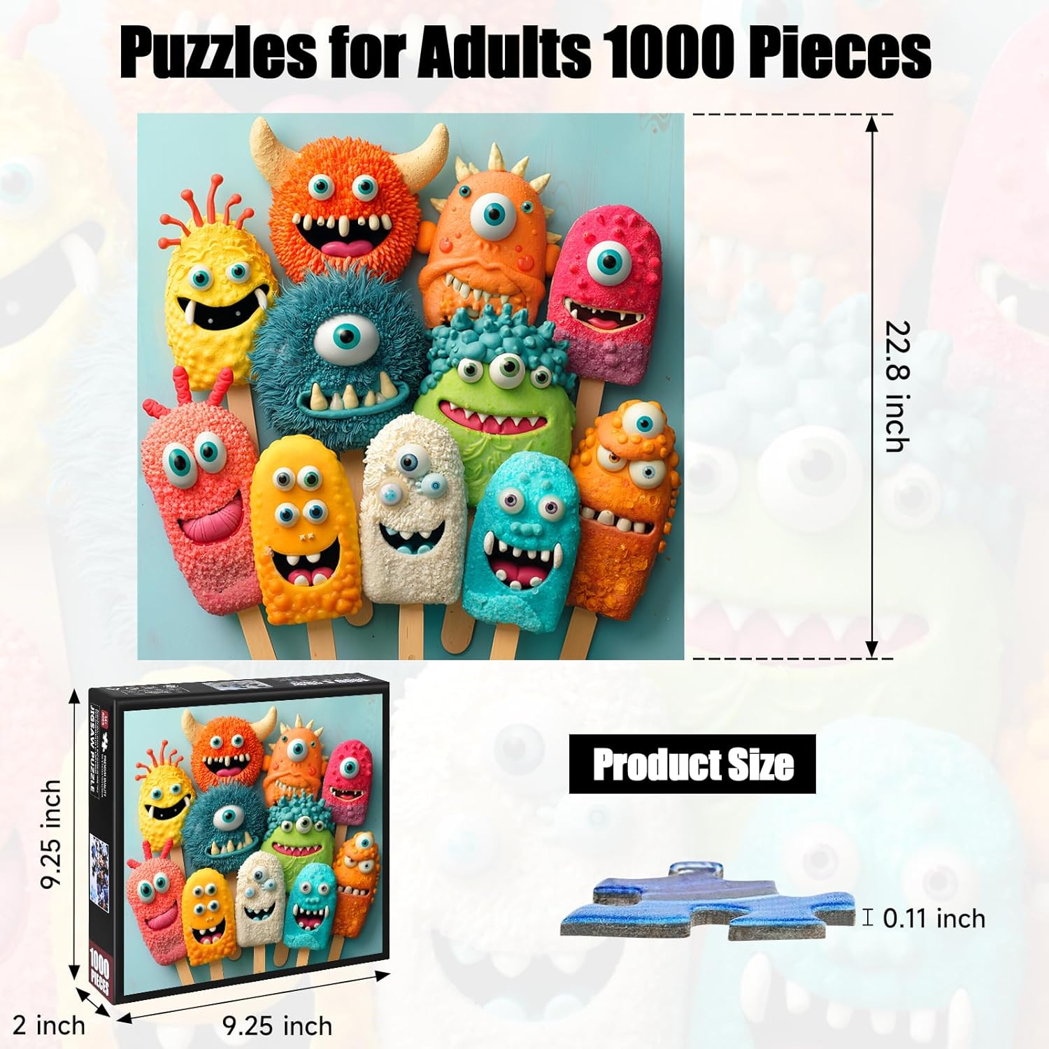 Puzzles for Adults 1000 Pieces, Playful Monster Animal Pattern Puzzle for Adults, Back with Letters for Easy Sorting, Ideal for Home Decor & Puzzle Lover Gifts