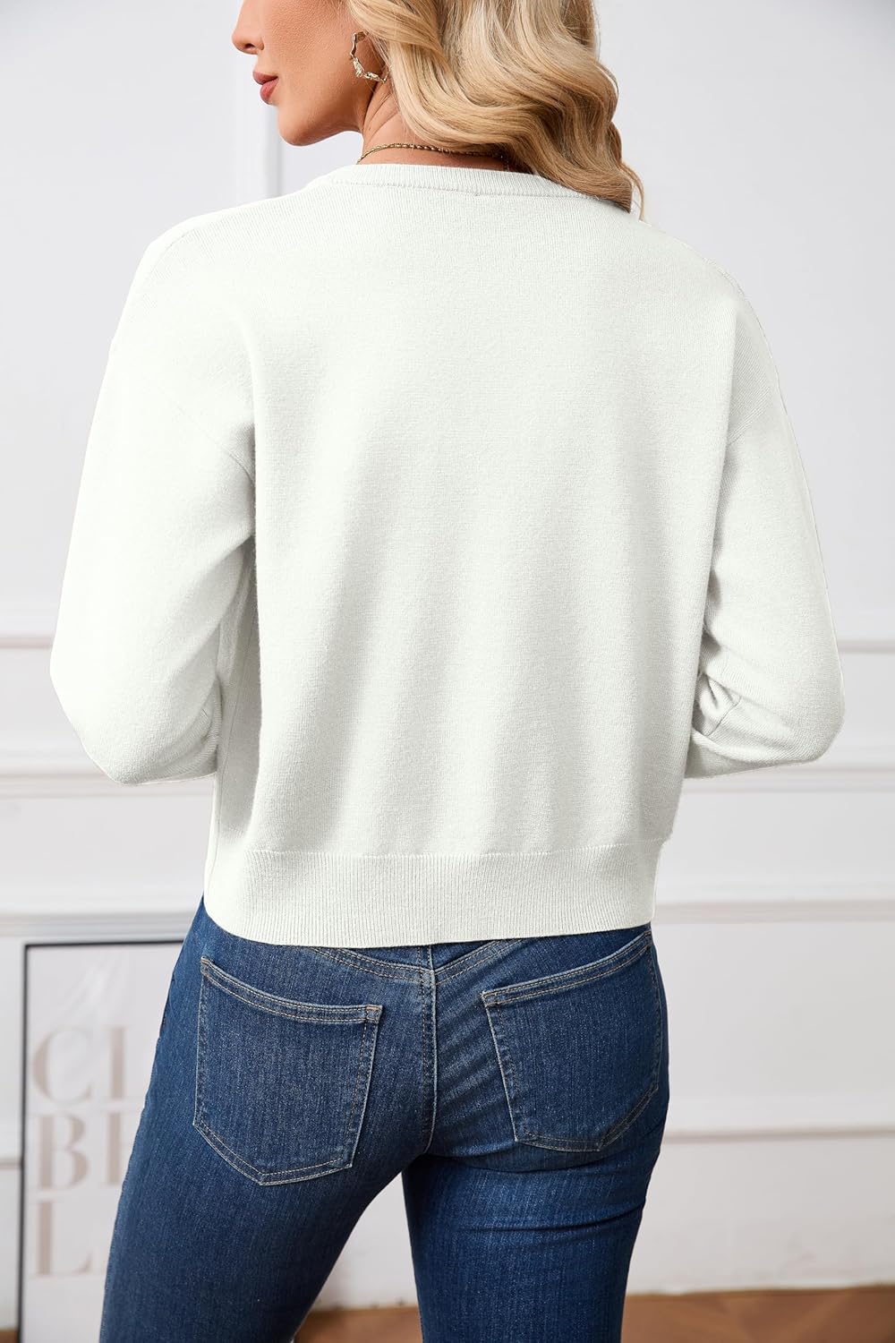 Cropped Cardigan Sweaters Long Sleeve Button Down Knit Sweater for Women - Image 5