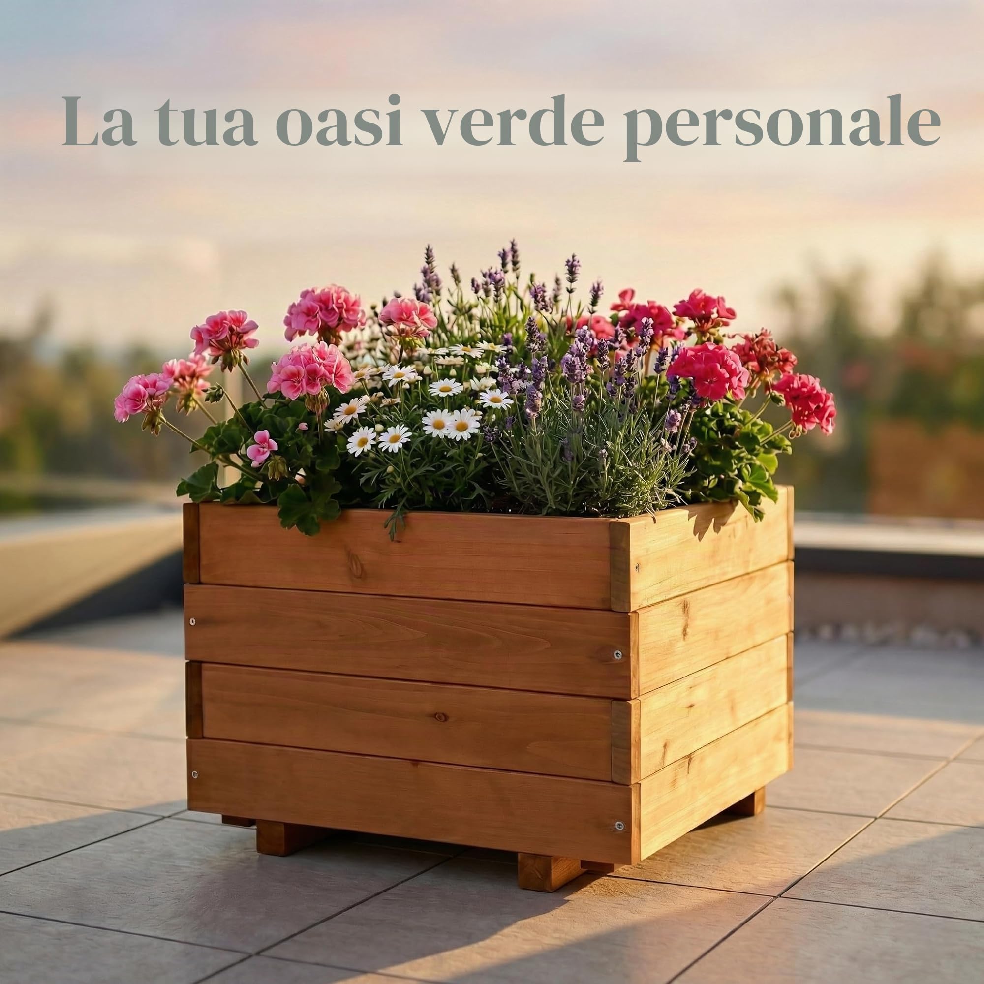 Fioriera quadrata in legno - per esterni e interni - Fioriera in legno di lusso - Certificato FSC - 40x40x32 cm