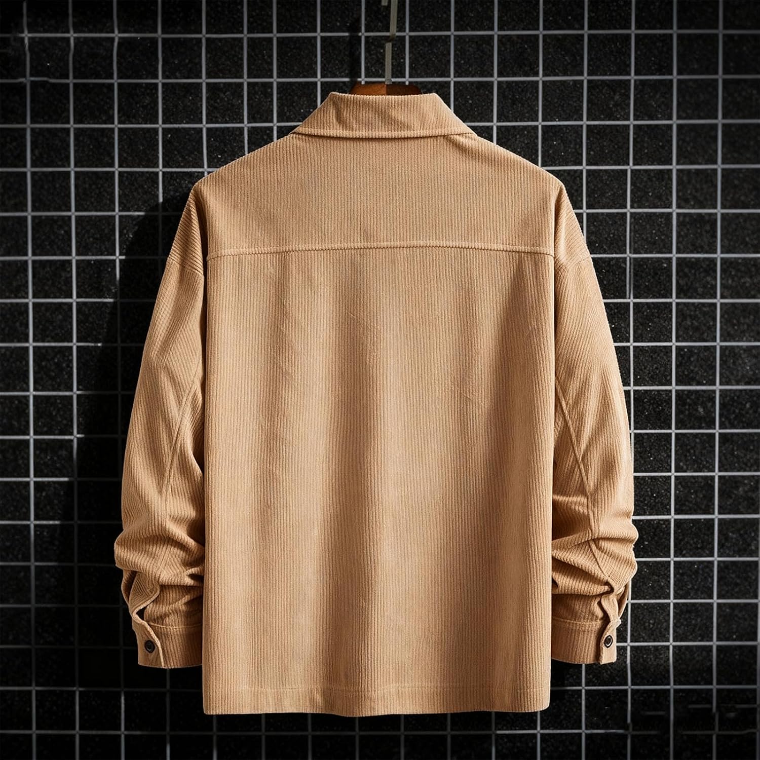 Mens Lightweight Button Down Shirt Jacket Corduroy Casual Shacket Overshirt, S-2XL