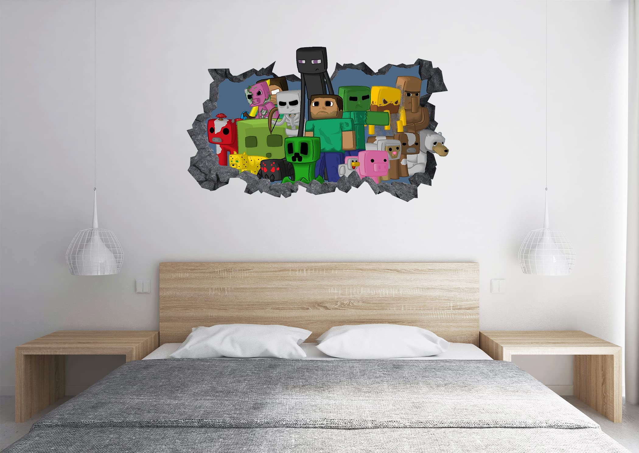 Minecraft official licensed window stickers, gamer decoration and gifts for boys and girls, reusable Overworld gaming accessory, classroom or bedroom